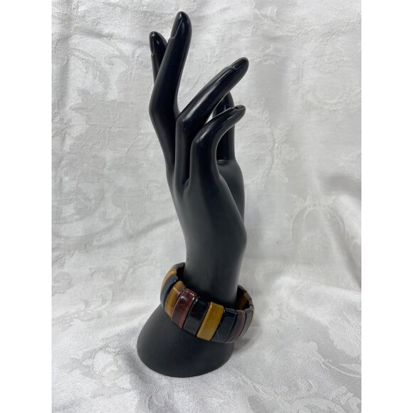 Tiger Eye Stretch Bracelet 1” Chunky Various Colored Tigers Eye Stones - Picture 4 of 4